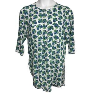 FIG & FLOWER Womens Size Large L Floral 3/4‎ Sleeve Boho Top Blouse